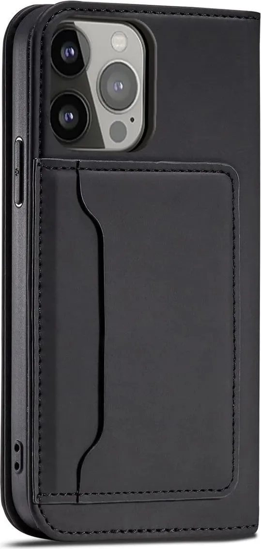 Mbështjellës Hurtel Magnet Card Case për iPhone 14, portofol, mbajtës, e zezë - 11