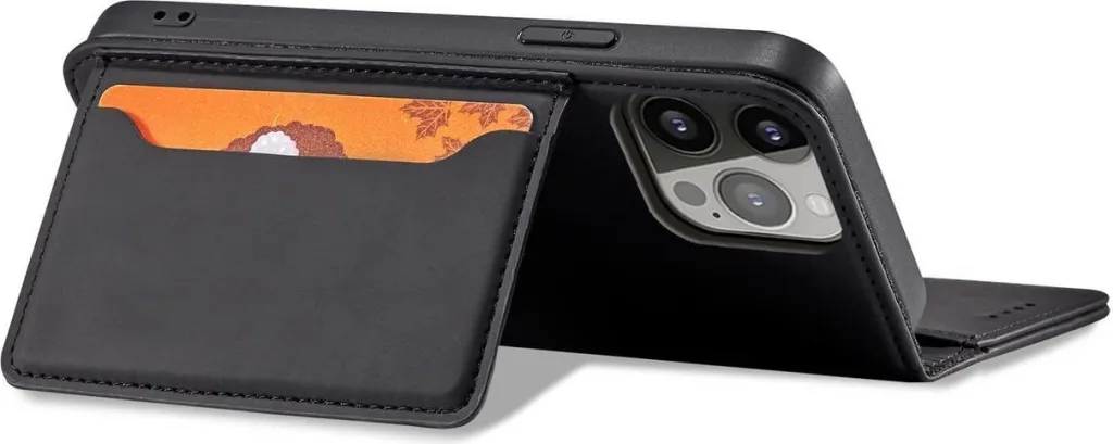 Mbështjellës Hurtel Magnet Card Case për iPhone 14, portofol, mbajtës, e zezë - 3