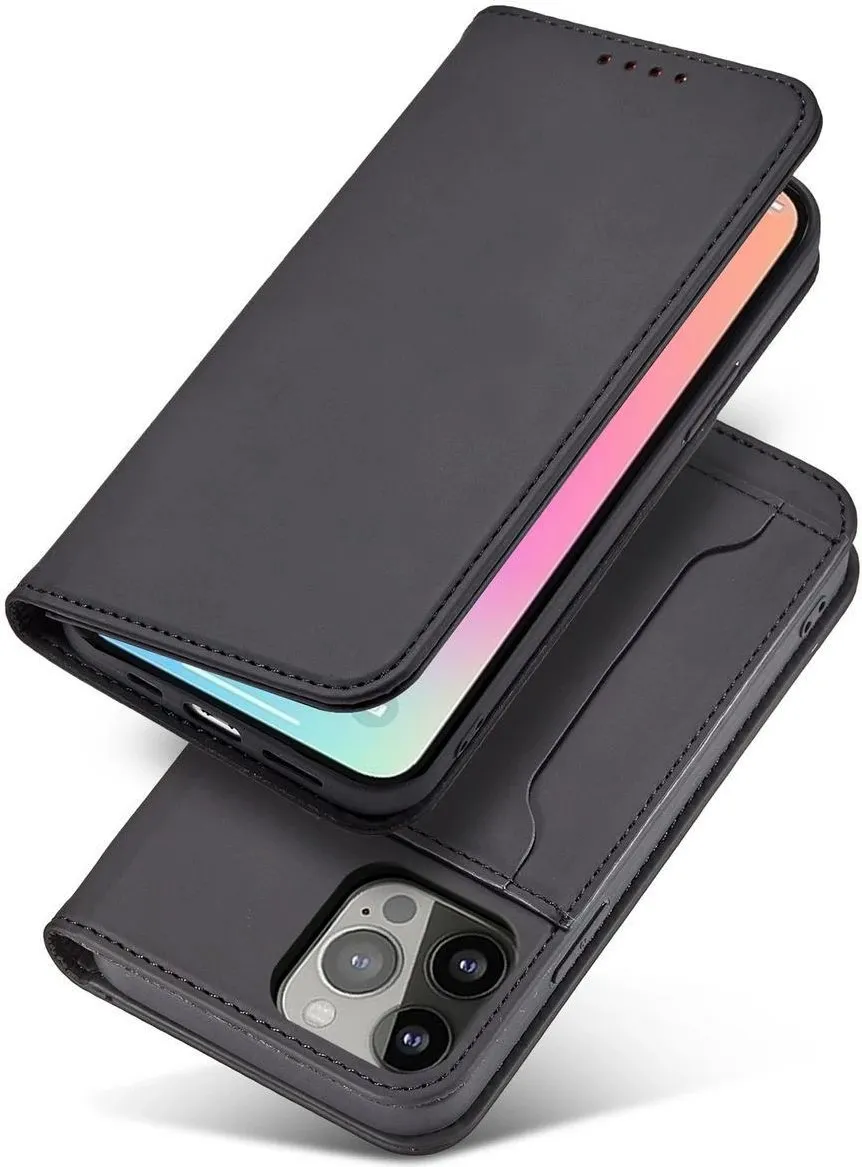 Mbështjellës Hurtel Magnet Card Case për iPhone 14, portofol, mbajtës, e zezë - 5