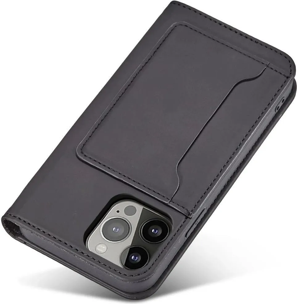 Mbështjellës Hurtel Magnet Card Case për iPhone 14, portofol, mbajtës, e zezë - 8