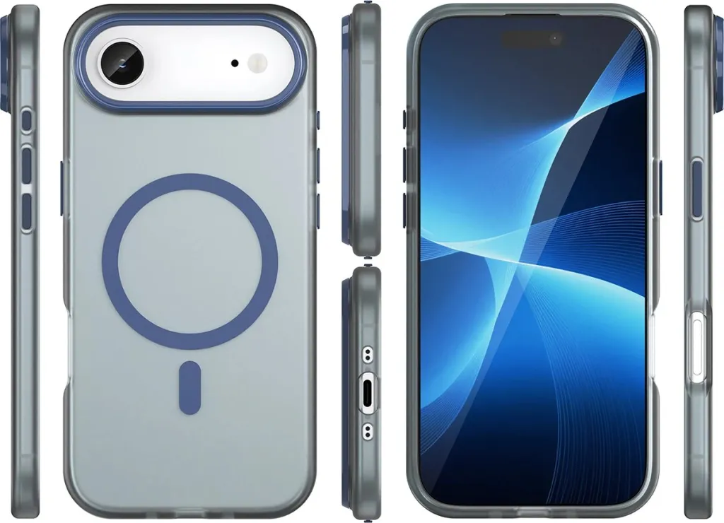 Mbështjellës Hurtel për iPhone 17 Air, MagSafe, TPU/PC, Blu mat - 3