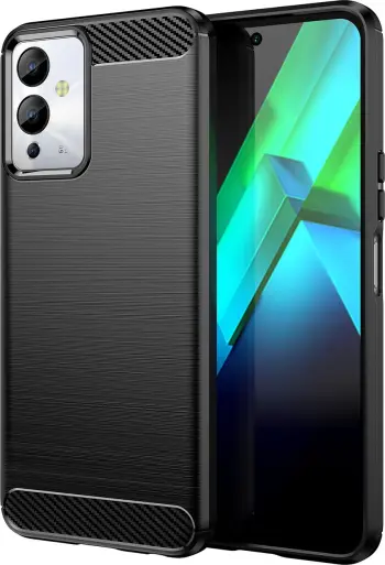 Mbrojtëse telefoni Hurtel Carbon Case për Infinix Note 12i, silikoni fleksibël, efekt karboni, e zezë