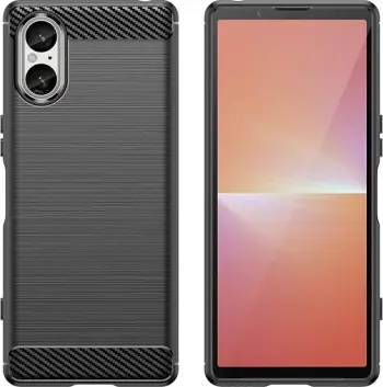 Mbështjellës Hurtel Carbon Case për Sony Xperia 5 V, i zi