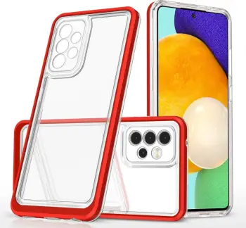 Maskë telefoni Hurtel Clear 3in1 për Samsung Galaxy A73, xhel, kornizë mbrojtëse, e kuqe