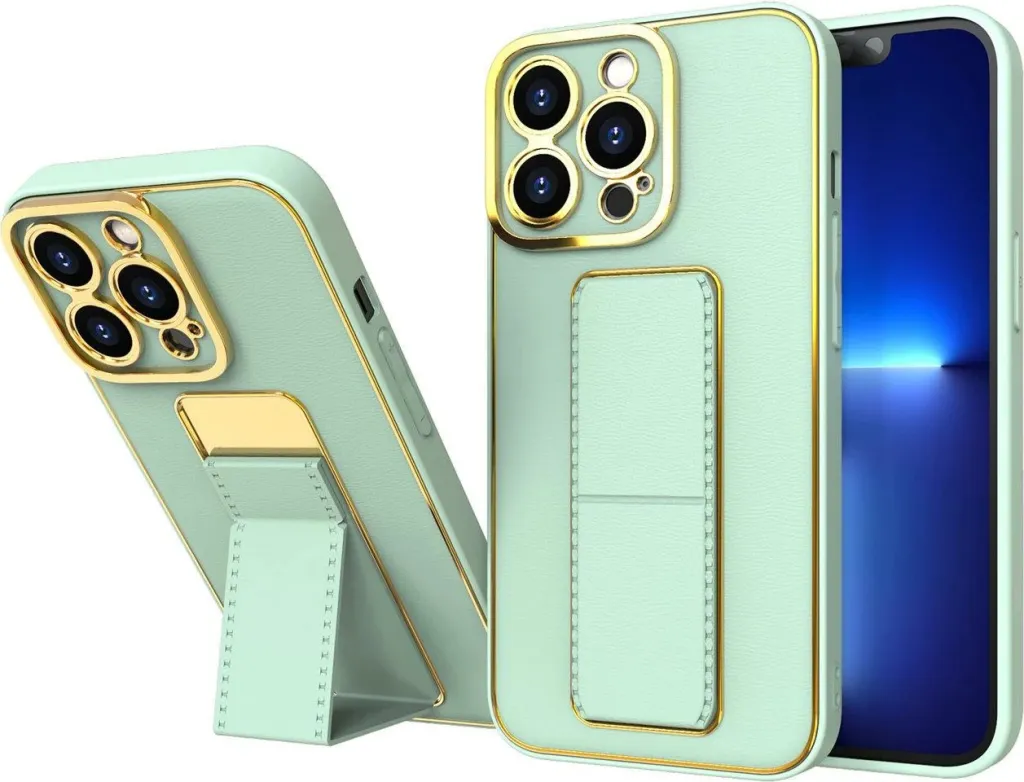 Mbështjellës Hurtel Kickstand Case për iPhone 13 Pro Max, me mbajtëse, Jeshil - 1