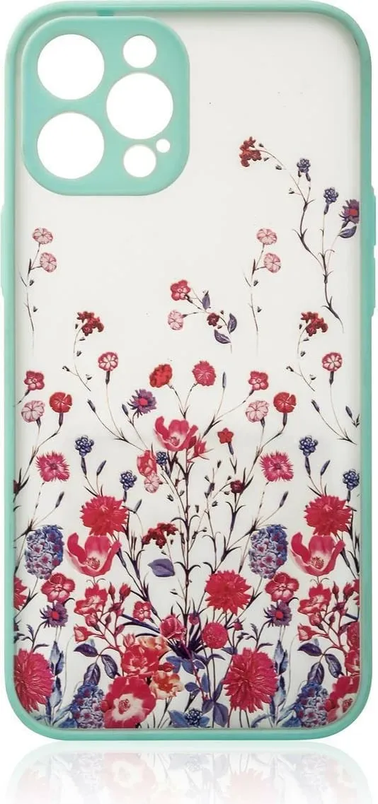 Maskë telefoni Hurtel Design Case, për iPhone 12 Pro, motiv lulesh, blu e çelët - 1