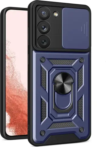 Mbulesë telefoni Hurtel Hybrid Armor Camshield për Samsung Galaxy S23 Plus, me mbrojtje kamere, blu
