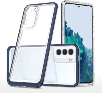 Mbrojtëse telefoni Hurtel Clear 3in1 për Samsung Galaxy S22 Plus, xhel transparente, kornizë blu