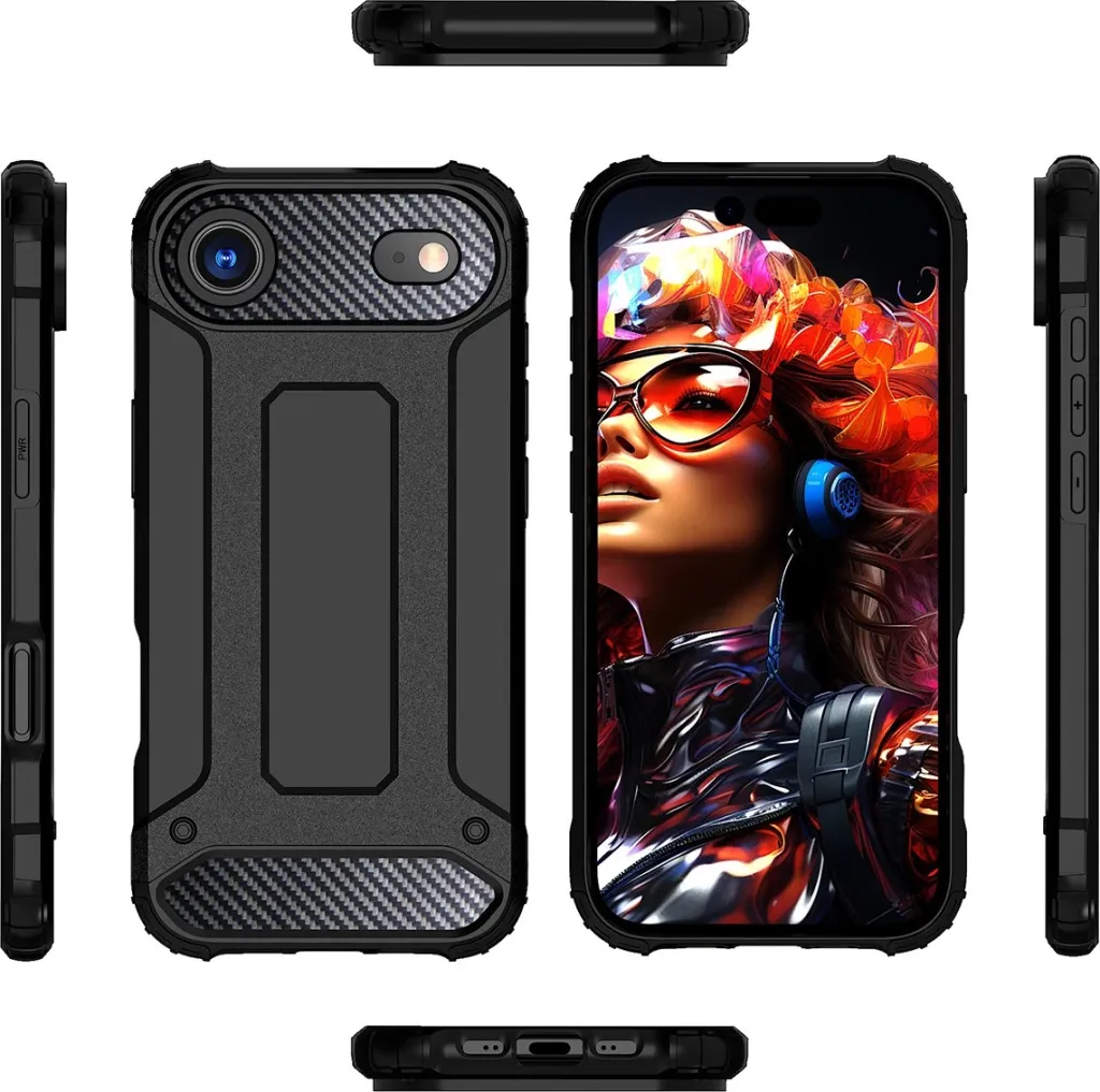 Mbështjellës Hurtel Hybrid Armor për iPhone 17 Air, i zi - 4
