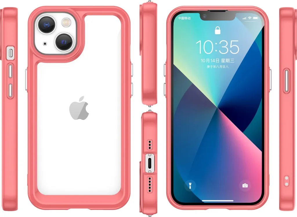 Mbështjellës Hurtel Outer Space Case për iPhone 14 Plus, hard cover me kornizë xheli, Kuqe - 2