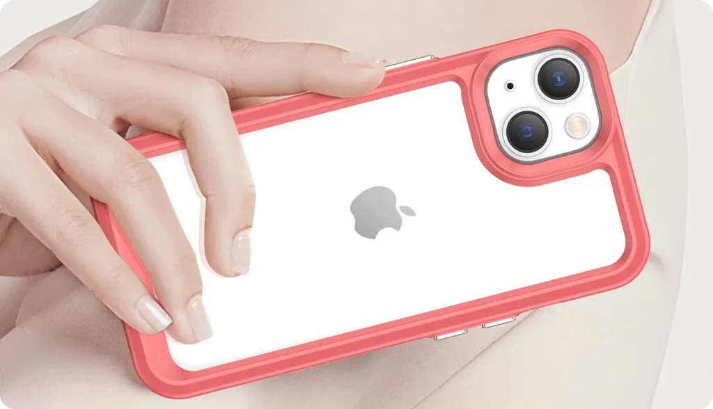 Mbështjellës Hurtel Outer Space Case për iPhone 14 Plus, hard cover me kornizë xheli, Kuqe - 4