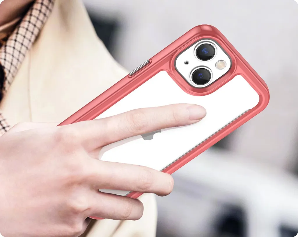 Mbështjellës Hurtel Outer Space Case për iPhone 14 Plus, hard cover me kornizë xheli, Kuqe - 5