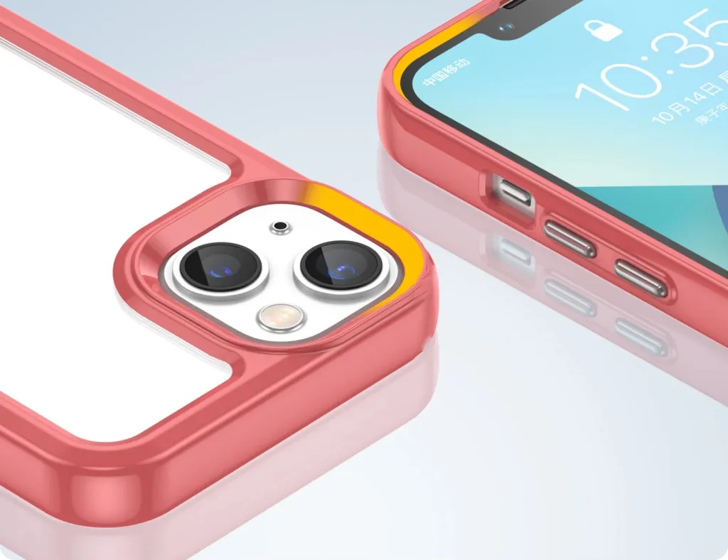 Mbështjellës Hurtel Outer Space Case për iPhone 14 Plus, hard cover me kornizë xheli, Kuqe - 6