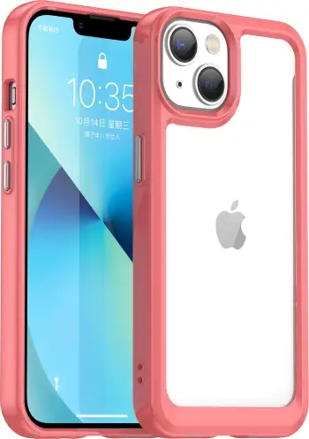 Mbështjellës Hurtel Outer Space Case për iPhone 14 Plus, hard cover me kornizë xheli, Kuqe