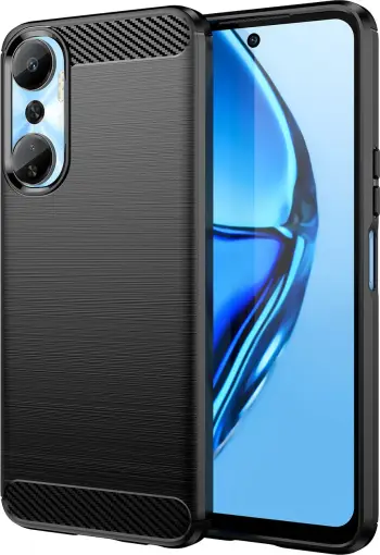 Mbrojtëse telefoni Hurtel Carbon Case për Infinix Hot 20, silikon fleksibël, efekt karboni, e zezë
