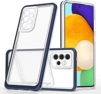 Këllëf telefoni Hurtel Clear 3in1 për Samsung Galaxy A73, xhel transparent, kornizë blu