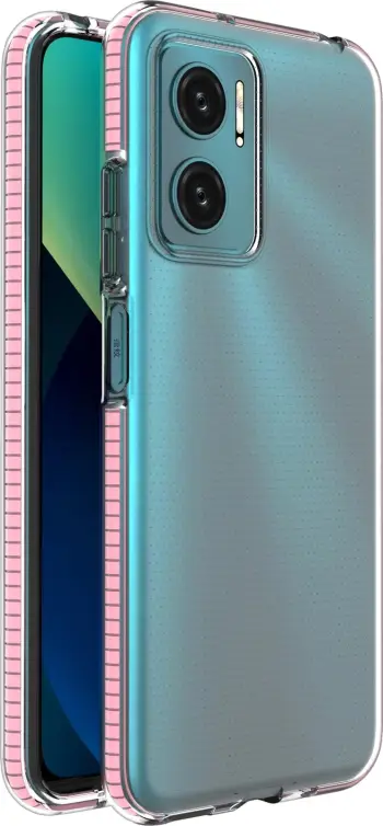 Mbështjellës Hurtel Spring Case për Xiaomi Redmi 10, TPU, Transparent me kornizë rozë