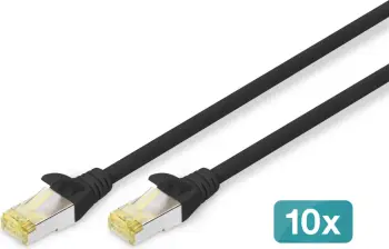 Kabllo rrjeti Digitus Cat6a 0.25m, set 10 copë, e zezë