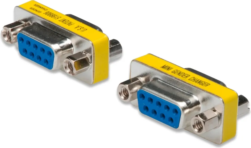 Adapter Digitus D-Sub 9-pin mini gender changer, metal, verdhë - 1