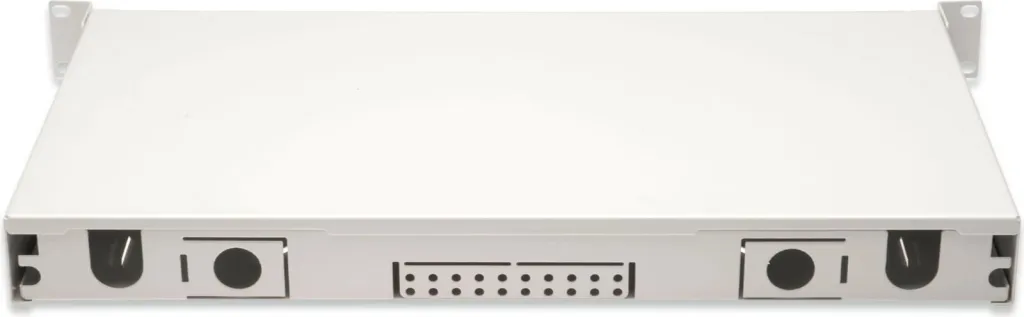 Panel menaxhimi kabllosh Digitus FO splice box 1U, 12x LC DX, OM4, çelik, gri - 1