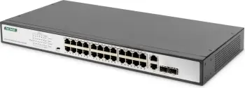 Switch Digitus 24 porta PoE, 370W, unmanaged, 1U, zi