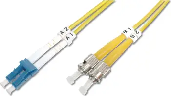 Kabëll optik Digitus patch cord singlemode OS2, LC në ST, 2m, verdhë
