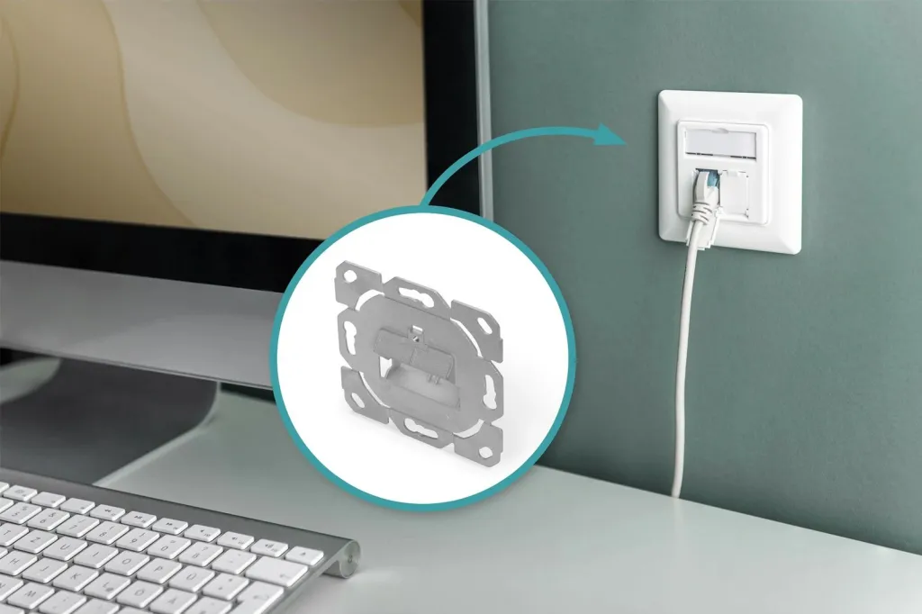 Prizë murale rrjeti Digitus DN-93831-1, për module Keystone CAT 6A, dalje 45° - 2