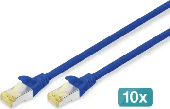 Kabllo rrjeti Digitus Cat6a S/FTP, 0.25m, set 10 copë, ngjyrë kaltër