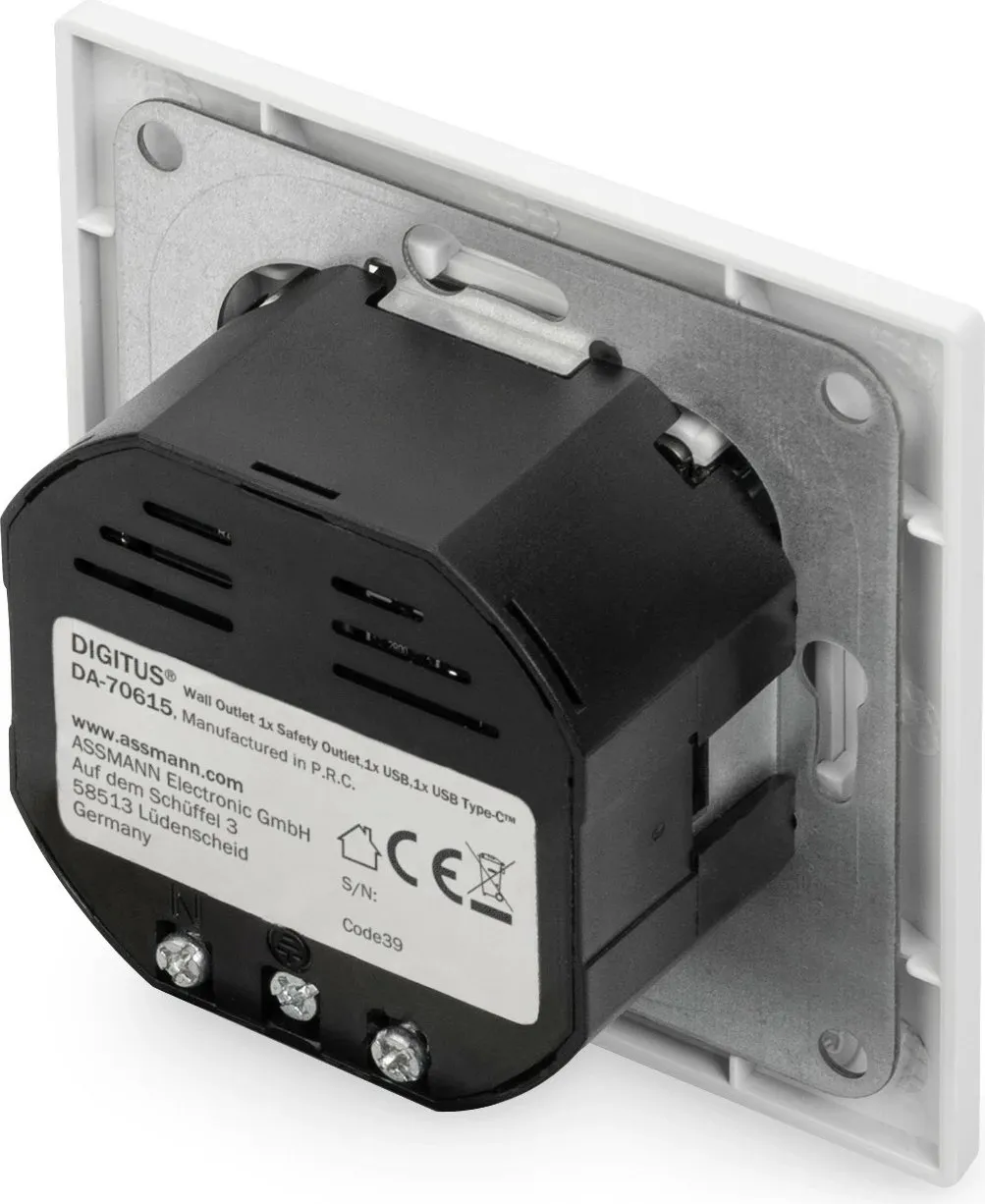 Prizë murale Digitus DA-70615, 1x Schuko, USB A dhe USB C, e bardhë - 4