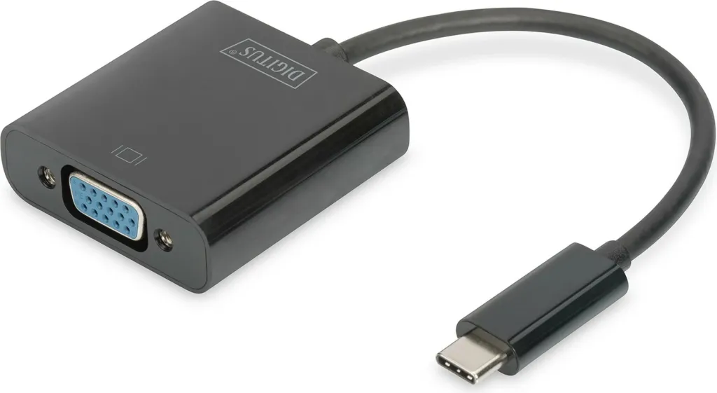 Adapter USB-C në VGA Digitus, 19.5cm, i zi - 1
