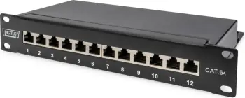 Patch panel Digitus Cat.6A 12-portë, 10", i zi