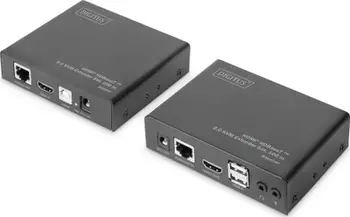 Sistem transmetimi AV Digitus HDMI HDBaseT 2.0, Extender Set 100m, 4K, metalik