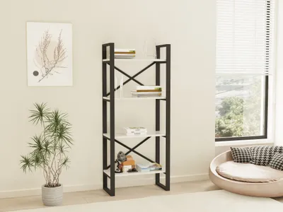 Raft librash Hanah Home, Alaro modern, bardhë e zi, 66x150x32cm - 2