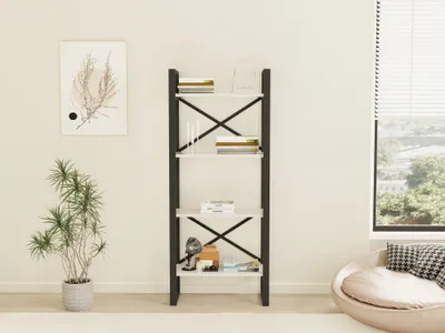 Raft librash Hanah Home, Alaro modern, bardhë e zi, 66x150x32cm - 3