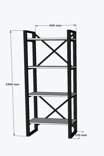 Raft librash Hanah Home, Alaro modern, bardhë e zi, 66x150x32cm - 5