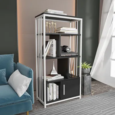 Raft librash Hanah Home, Valero, bardhë-antracit - 3
