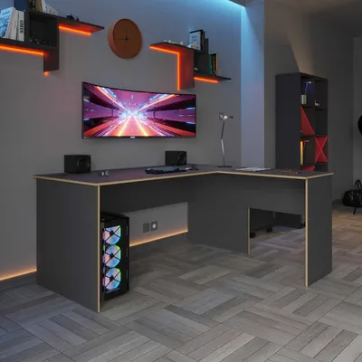 Tavolinë Studimi Rms, antracit, lis - 7