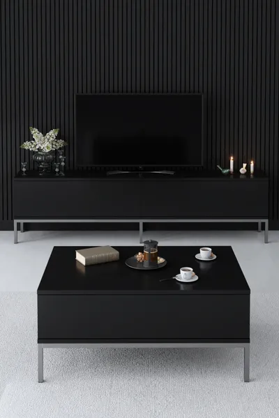 Komodë TV Hanah Home, Lord, e zezë, argjendtë - 5