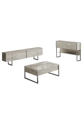 Set mobiljesh për dhomë dite, Luxe, travertin, argjend