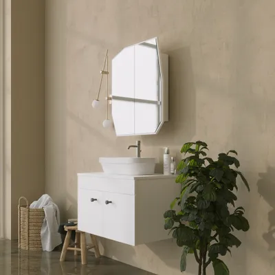 Dollap Banjoje Quartz Cabinet, bardhë - 2