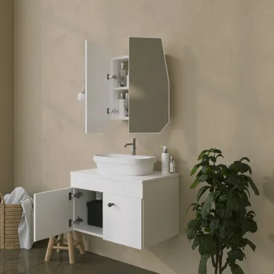 Dollap Banjoje Quartz Cabinet, bardhë - 4