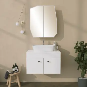 Dollap Banjoje Quartz Cabinet, bardhë