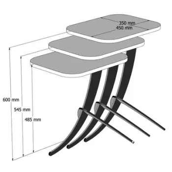 Set tavolinash ndihmëse, 3 copë, Hanah Home, Pion, e bardhë