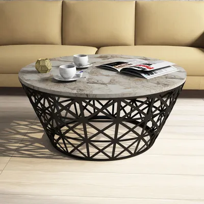 Tavolinë e ulët Hanah Home, stil modern, mermer i bardhë - 2