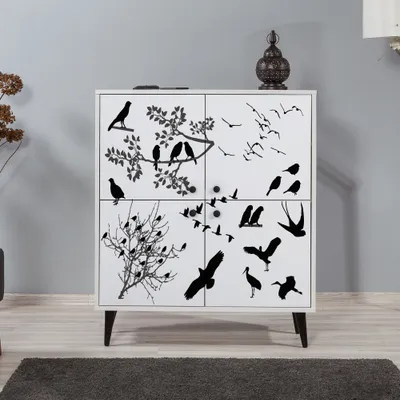 Dollap multifunksional Hanah Home, Multilüx Manyas, bardhë e zi, 95x111x36cm - 4