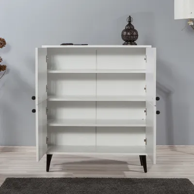 Dollap multifunksional Hanah Home, Multilüx Manyas, bardhë e zi, 95x111x36cm - 5