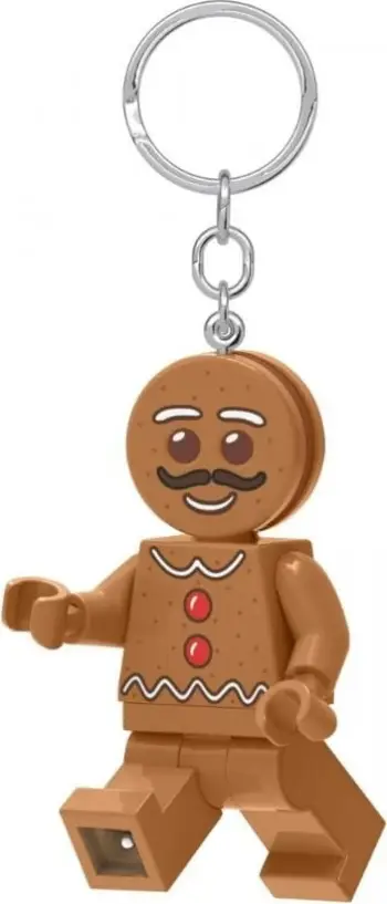 Dritë çelësash LEGO Gingerbread Man, minifigurë LED, me unazë çelësash, kafe