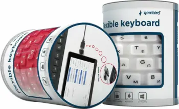 Tastierë fleksibile Gembird KB-109F-B, 109 taste, USB/PS2, e zezë