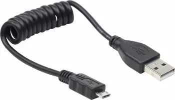 Kabllo USB spirale Gembird CC-mUSB2C-AMBM-0.6M, 60 cm, e zezë