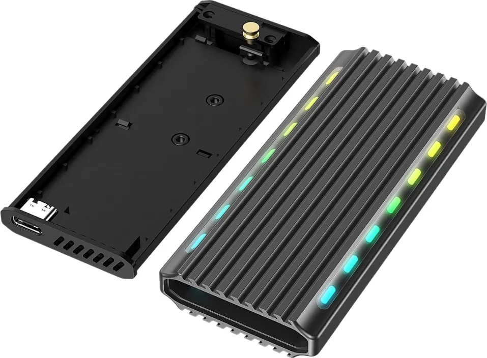 Kuti për disk Gembird EE2280-U3C-03 USB 3.1 M.2 NVMe drives, RGB, e hirtë - 3
